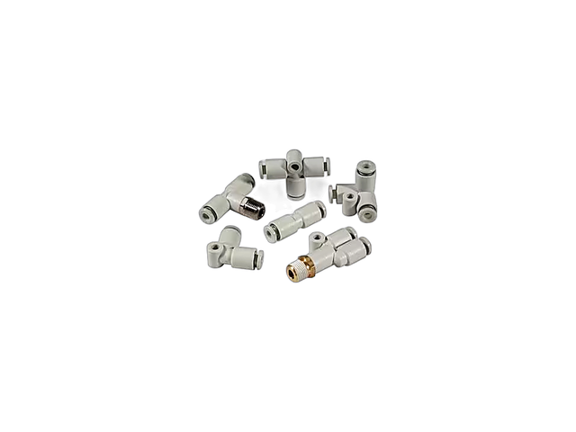 Racor Codo 90° SMC KQ2L10-03S Tubo Ø10mm Rosca G3/8 Push-in Latón Niquelado